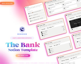 The Bank | Notion Template | Financial Planner, Digital Planner, Budget Planner, Savings Tracker, ADHD Planner, Habit Tracker