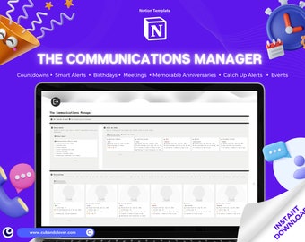 Notion Template | The Communications Manager | Notion Dashboard, ADHD Planner, Long Distance Relationship Tracker, Friends Birthday Tracker