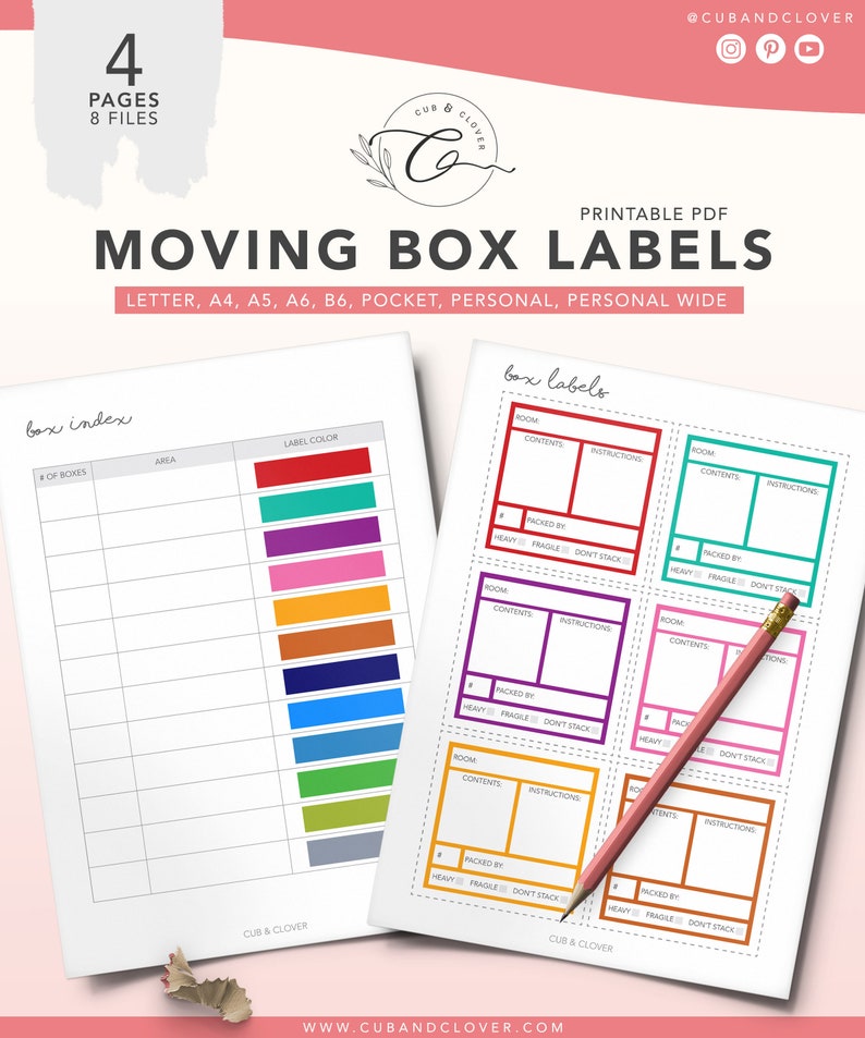MOVING BOX LABELS  Printable  Household Planner Cleaning image 1