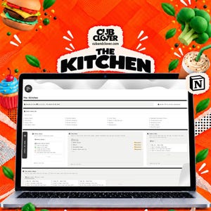Maaltijdplanner-sjabloon voor Notion | Recepten, boodschappenlijsten en keukeninventaris-dashboard