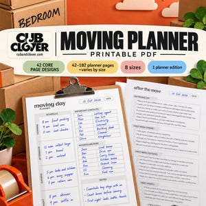 Printable Moving Checklist & Planner | Budget, Labels, 8 Sizes