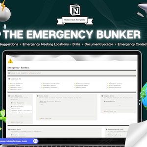 Notion Template | The Emergency Bunker | Notion Planner, Dashboard, Emergency Management, Cleaning Checklist, ADHD Planner