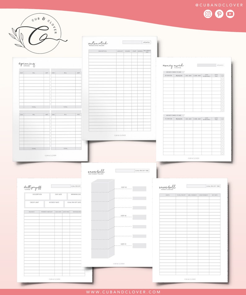 FINANCE PLANNER Printable Budget Planner, Debt & Bill Tracker, Monthly Bill Tracker, Savings Chart, Budget and Spending Tracker image 4