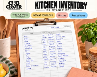 Kitchen Inventory Lists Printable PDF | Pantry, Fridge & Freezer Trackers in 8 Sizes