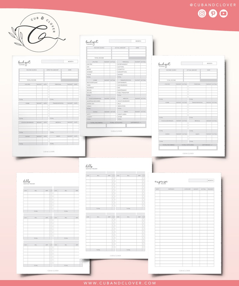 FINANCE PLANNER Printable Budget Planner, Debt & Bill Tracker, Monthly Bill Tracker, Savings Chart, Budget and Spending Tracker image 3