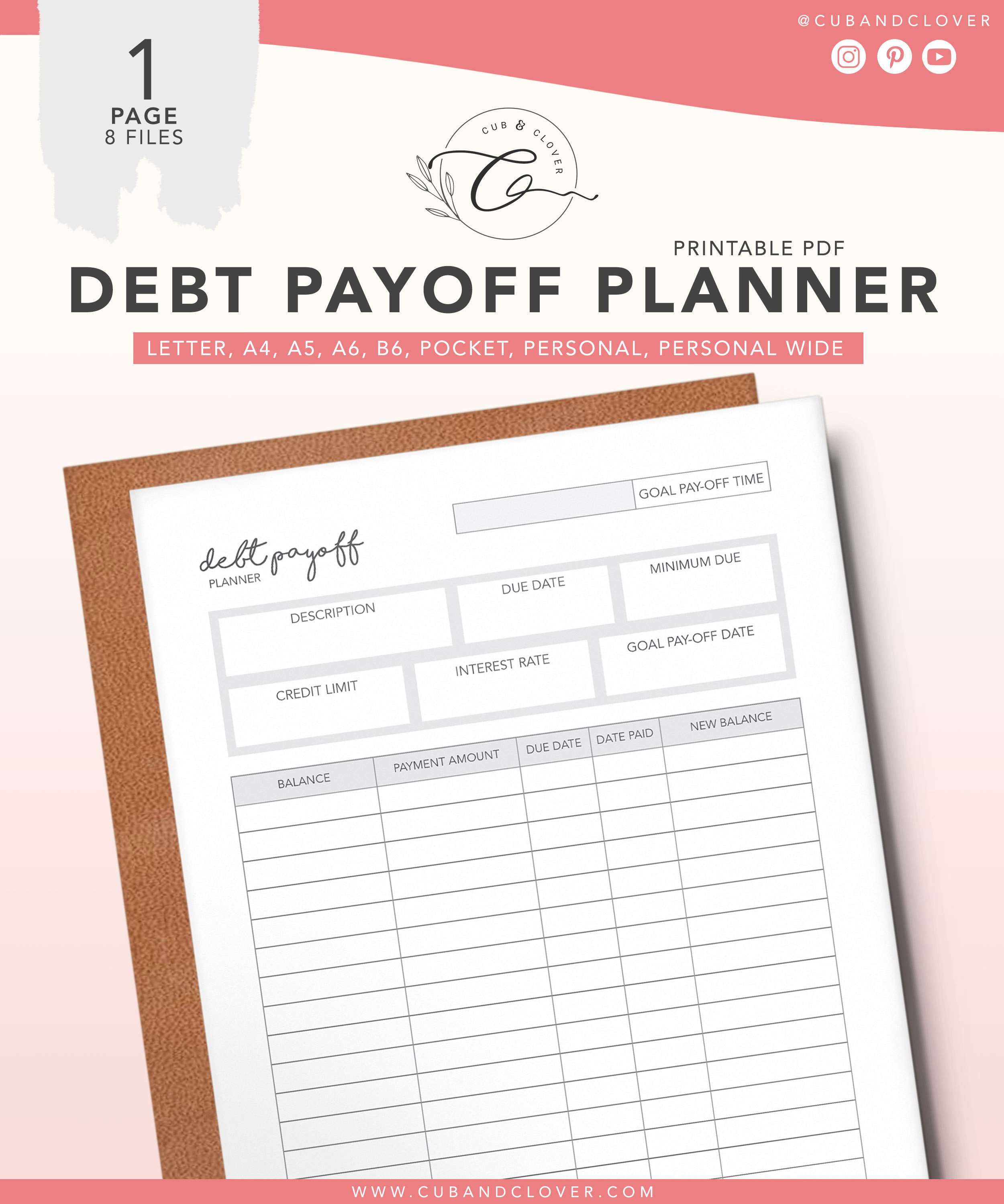 DEBT PAYOFF Planner Sheet Printable Budget Planner, Debt & Bill Tracker ...