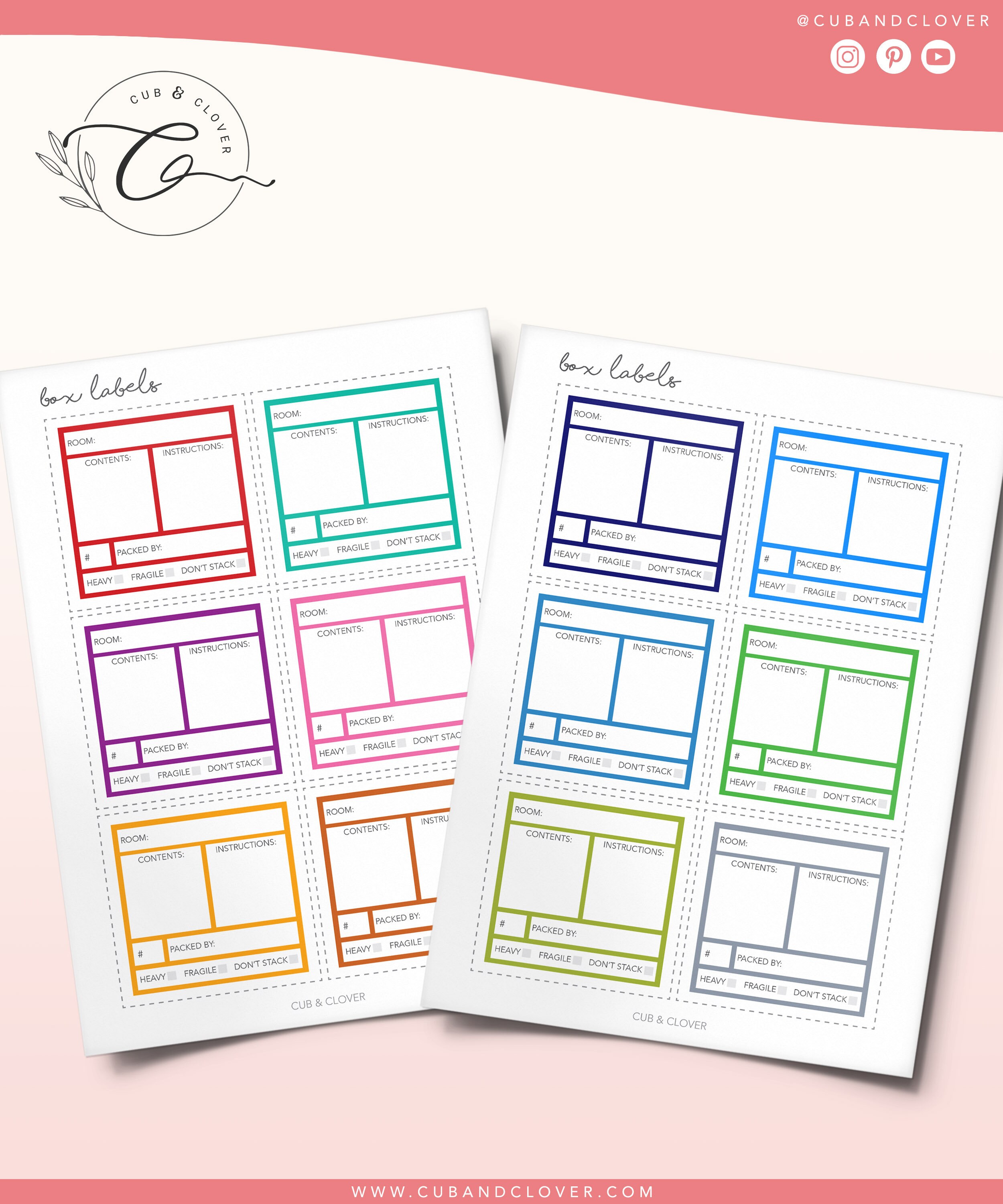 MOVING BOX LABELS Printable Household Planner Cleaning - Etsy