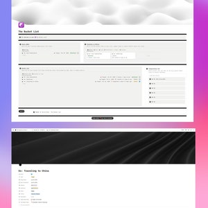 Op de afbeelding: Een screenshot van een website met een digitaal dashboard-sjabloon genaamd "The Bucket List". De pagina heeft een minimalistisch ontwerp met secties voor taken, doelen en voortgangsregistratie. Het websiteadres is bovenaan zichtbaar.