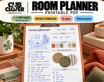 Planilha de Planejamento de Ambientes para Imprimir | Anotações sobre o Layout do Ambiente, 8 Tamanhos em PDF