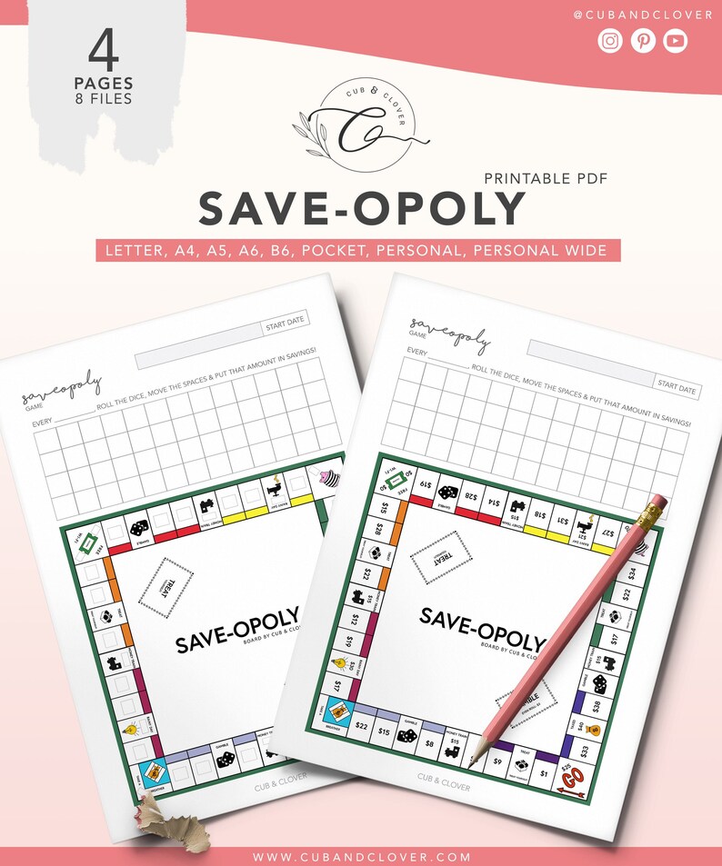 SAVEOPOLY GAME Printable Budget Planner Debt Bill Etsy Israel