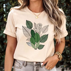 Botanical Leaves, Nature Tee, Plant Lover, Gift for Her, Leaf Clusters, Botanical Casual Wear, Greenery, Vegetation, Gardening T-Shirt, Fern