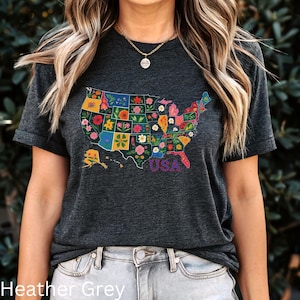 Patriotic T-Shirt, USA Map Tee, 4th of July Tshirt, American Map Shirt, Independence Day Top, Red White Blue T-Shirt, American Day Tshirt