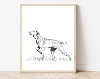 Vizsla in Ink Print