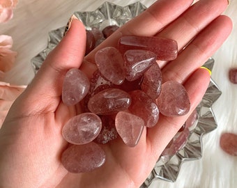 4 Pieces Natural Strawberry Quartz Cabochons Lot 19x19mm to 22x22mm Cushion Shape Quartz Gemstones Cabs Loose Stones Smooth Gems Cab C-7699