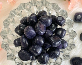 Blue Sandstone Tumbled Stones, Polished Pocket Gemstones, Metaphysical Crystals, Blue Goldstone Small Crystal, Gift For Her
