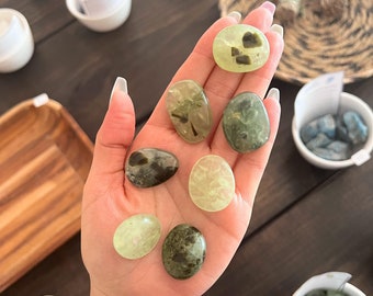 Prehnite Tumbled Stones, Polished Pocket Crystals, Meditation Stones, Natural Prehnite Rough Stones, Metaphysical Crystals, Gift For Her