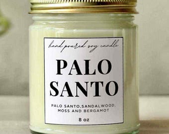 Palo Santo Candle, Protection Natural Soy Wax Candle, Manifestation Candles, Palo Santo and Bergamot Scented Candle, Energy Cleanse Candle