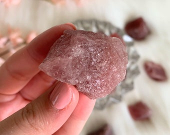 Rough Strawberry Quartz, Raw Crystals, Natural Strawberry Quartz, Meditation Stones, Metaphysical Crystals, Rough Stones, Crystal Supplies