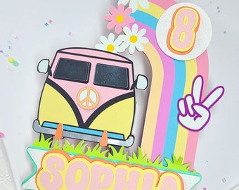 Groovy Cake Topper, Retro Cake Topper, Groovy Birthday Cake Topper, Personalized Cake Topper with any name and age.