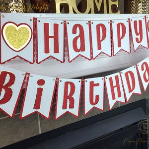 Valentine&#39;s Happy Birthday Banner, Sweetheart Birthday Banner, Valentine&#39;s day Party Decor, Custom Valentine&#39;s Birthday Banner.