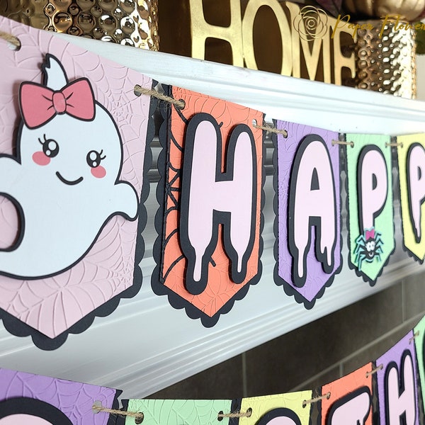 Halloween Birthday banner, Halloween Girl Banner, Spooky Girl Banner, Boo Birthday Banner, Two Spooky Banner.