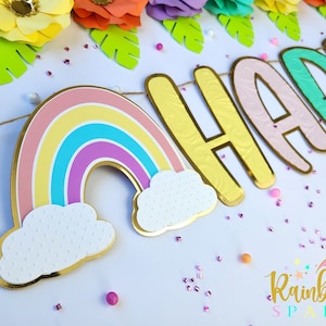 Rainbow Birthday Banner, Pastel Rainbow Colors, Rainbow Theme Decor, Rainbow Party Decor.