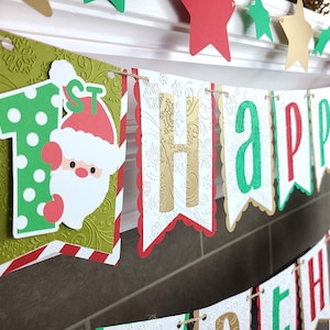 Santa Birthday Banner, First Birthday Banner, Christmas Birthday Banner, Christmas High Chair Banner, Personalized Banner.