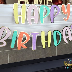 Pastel Rainbow Birthday Banner, Rainbow Letters Banner, Custom Banner.