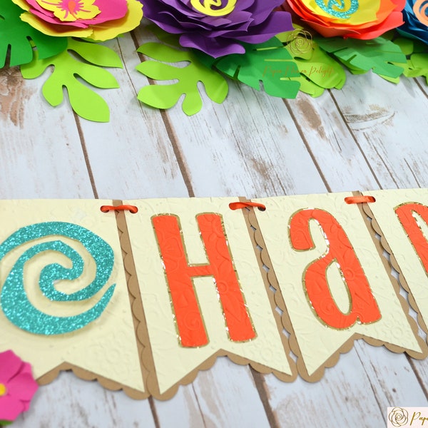 Moana Birthday Banner, Hawaiian Party Banner, Luau Party Decorations. Moana Birthday Theme. Order yours Now.