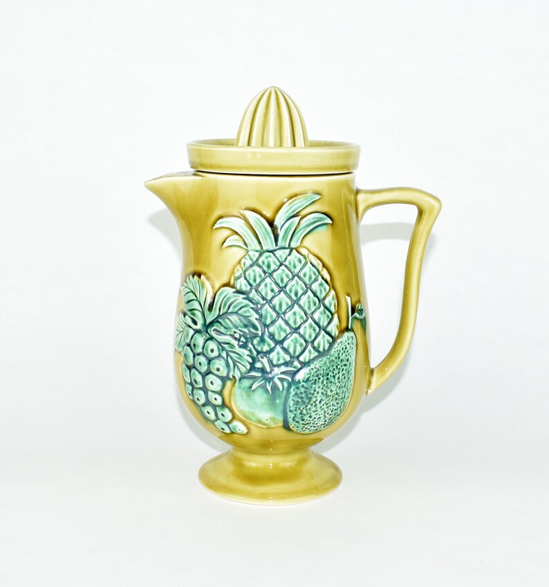 Vintage Ceramic Juice Pitcher with 6 Matching Cups Pineapple Etsy