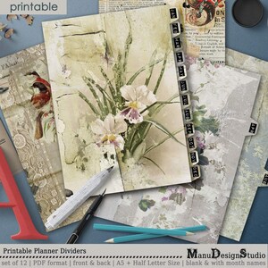 Monthly Tabbed Printable A5 Planner Dividers, 12 Tabs