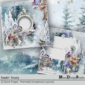 Winter Premade Digital Scrapbook Pages, Memory Keeping Winter Quick Pages, Family History Digital Graphics
