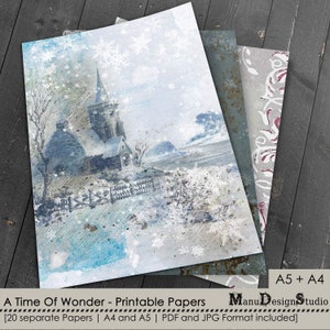 20 Digital Winter Christmas Papers in A4 and A5 - A Wonder Of Time