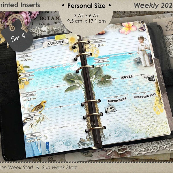 Personal Size 2024 Weekly Planner Refill, Agenda Inserts 2024, Set No. 4