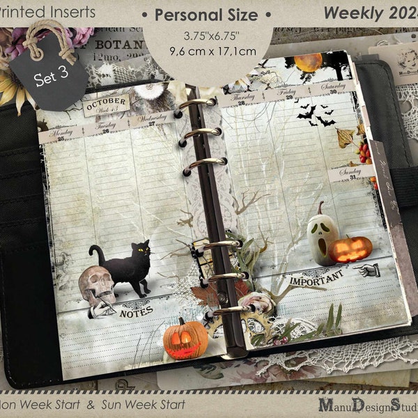 Personal Size 2024 Printed Weekly Planner Inserts, Set No. 3