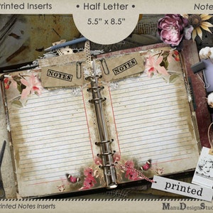 Half Letter Size Printed Notes Pages, Planner Refill Franklin Covey Classic