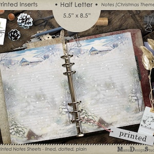 Half Letter Size Printed Note Sheets in Christmas / Winter Theme
