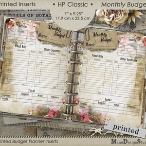 Printed Monthly Budget Planner for Happy Planner Classic,  Financial Planner, Bill Tracker