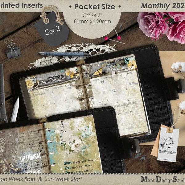 Pocket Size 2023 Monthly Planner Inserts - No. 2