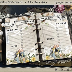 Daily Planner Pages, 1 Page Per Day, Planner Refill