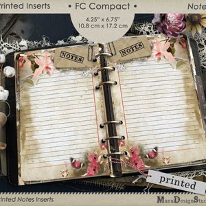 Printed Notes Pages, Franklin Covey Compact, Planner Refill