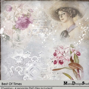 Vintage Digital Overlays, Scrapbooking Overlays, Transparent Overlays, Digital Graphics, png overlays, digital downloads, Best Of Times
