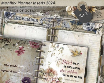 Happy Planner Classic 2024, Printed Monthly Inserts 2024, Agenda 2024, Disc Planner Refill, Printed 2024 Planner Pages
