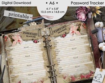 A6 Password Tracker Printable