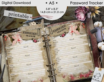 A5 Password Tracker Printable