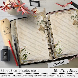 Pagine di note stampate Inserti per planner in stile vintage Dimensioni di ricarica: A5, B6, A6, formato personale, FC compatto, formato tascabile, formato mezza lettera