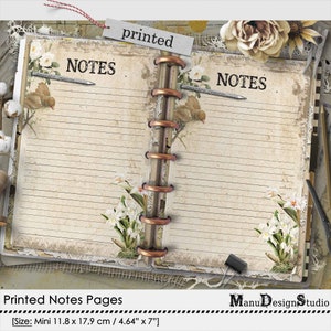 Pagine di appunti stampate per mini agenda Discbound, mini agenda con inserti Happy Planner,