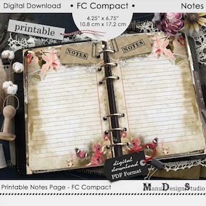 Lined Notes Printable Planner Inserts for Compact Franklin Covey, Planner Refills