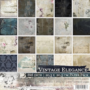 8x8 Scrapbook Paper Pack, Vintage Elegance, Vintage Scrapbook Papers Double-Sided