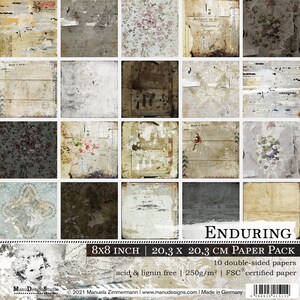 8x8 Scrapbook Paper Pack, Enduring, Vintage Scrapbook Papers Double-Sided